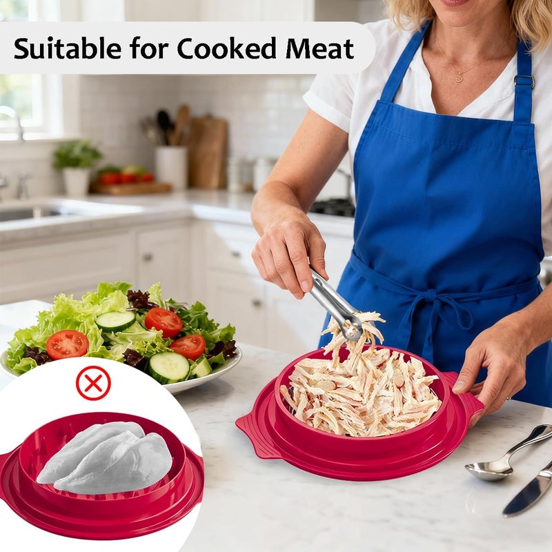 KicthMap Chicken Shredder Tool Twist 9.84in Large Chicken Shredder with Clip Visible Meat Shredde Machine BPA Free Ergonomic Handle Manual Meat Suitable for Chickens Pork Beef ect (Red) - Image 5